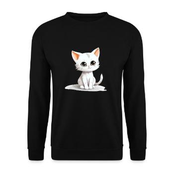 Bimo die kleine Katze - Unisex Pullover - Schwarz - Vorne - Alina (178cm) & Michal (187cm)