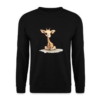 Lolo le Bébé girafe - Sweat-shirt Unisexe - noir - Devant - Alina (178cm) & Michal (187cm)