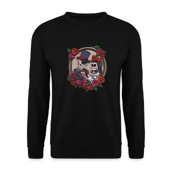 Sugar Skull Squelette Couple - Sweat-shirt Unisexe - noir - Devant - Alina (178cm) & Michal (187cm)