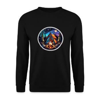 Camping, tent and campfire - Unisex Sweatshirt - black - Front - Alina (178cm) & Michal (187cm)