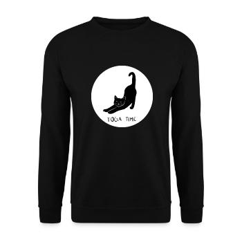 CAT YOGA TIME - Design3 - Sweat-shirt Unisexe - noir - Devant - Alina (178cm) & Michal (187cm)