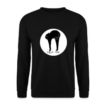 CAT YOGA TIME - Design5 - Sweat-shirt Unisexe - noir - Devant - Alina (178cm) & Michal (187cm)
