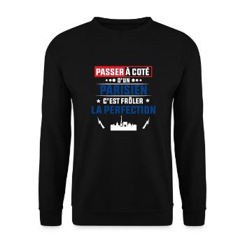 Idée cadeau pour un Parisien - Sweat-shirt Unisexe - noir - Devant - Alina (178cm) & Michal (187cm)