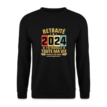 Retraité 2024 / tee shirt Retraité 2024 cadeau - Sweat-shirt Unisexe - noir - Devant - Alina (178cm) & Michal (187cm)