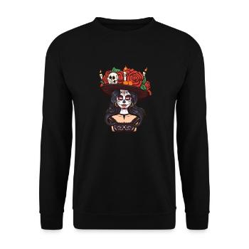 Sugar Skull Girl - Unisex Sweatshirt - black - Front - Alina (178cm) & Michal (187cm)