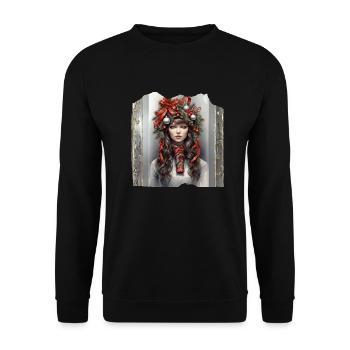 Père Noël réveillon de Noël messe de minuit arbres de Noël cadeaux - Sweat-shirt Unisexe - noir - Devant - Alina (178cm) & Michal (187cm)