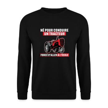 né pour conduire tracteur agriculteur cadeau - Sweat-shirt Unisexe - noir - Devant - Alina (178cm) & Michal (187cm)