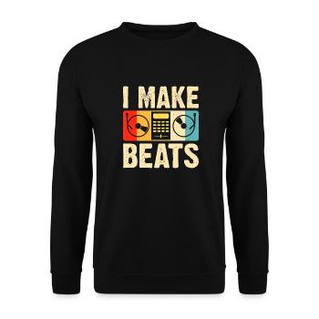Ich mache Beats Lustiges Geschenk für DJ - Unisex Pullover - Schwarz - Vorne - Alina (178cm) & Michal (187cm)