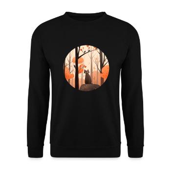 Cat in autumn in the forest - Unisex Sweatshirt - black - Front - Alina (178cm) & Michal (187cm)