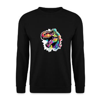 Dinosaurier / Tier / Urzeit / Reptil / Jungs - Unisex Pullover - Schwarz - Vorne - Alina (178cm) & Michal (187cm)