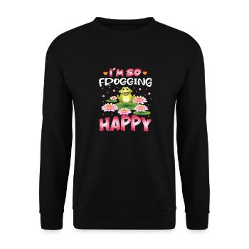 I´m so Frogging Happy - Unisex Pullover - Schwarz - Vorne - Alina (178cm) & Michal (187cm)