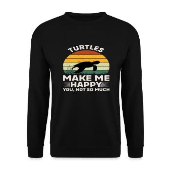 Turtles make me Happy - Unisex Sweatshirt - black - Front - Alina (178cm) & Michal (187cm)