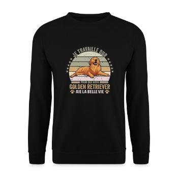 je travaille dur pour que mon Golden Retriever - Sweat-shirt Unisexe - noir - Devant - Alina (178cm) & Michal (187cm)