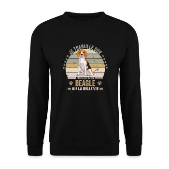 je travaille dur pour que mon Beagle - Sweat-shirt Unisexe - noir - Devant - Alina (178cm) & Michal (187cm)