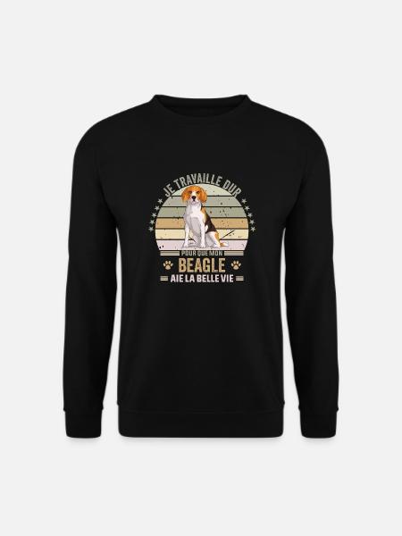 je travaille dur pour que mon Beagle - Sweat-shirt Unisexe - noir