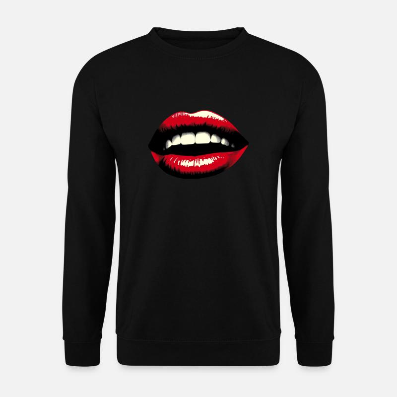 Sinnliche Lippen Roter Lippenstift - Unisex Pullover - Schwarz