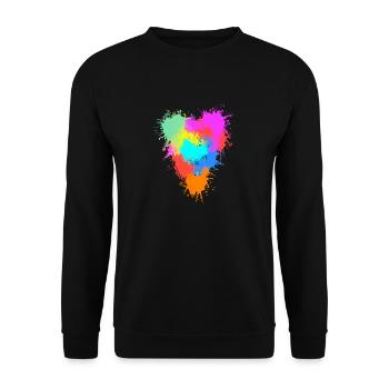 Buntes Herz - Unisex Pullover - Schwarz - Vorne - Alina (178cm) & Michal (187cm)