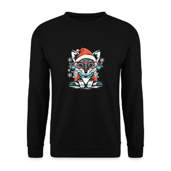 Weihnachtlicher Fuchs - Unisex Pullover - Schwarz - Vorne - Alina (178cm) & Michal (187cm)
