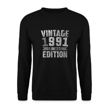 Jahrgang 1991 Limitierte Auflage - Unisex Pullover - Schwarz - Vorne - Alina (178cm) & Michal (187cm)