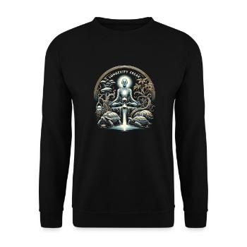 MANIAQUE DE LA LONGÉVITÉ : Adoptez la sérénité intemporelle - Sweat-shirt Unisexe - noir - Devant - Alina (178cm) & Michal (187cm)