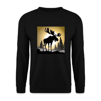 Elch - Unisex Pullover - Schwarz - Vorne - Alina (178cm) & Michal (187cm)
