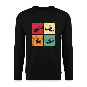 Hélicoptère Hélicoptère Cadeau Rétro - Sweat-shirt Unisexe - noir - Devant - Alina (178cm) & Michal (187cm)