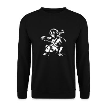 Cello Monkey Orchestra Street Art Banksy Style - Unisex Sweatshirt - black - Front - Alina (178cm) & Michal (187cm)