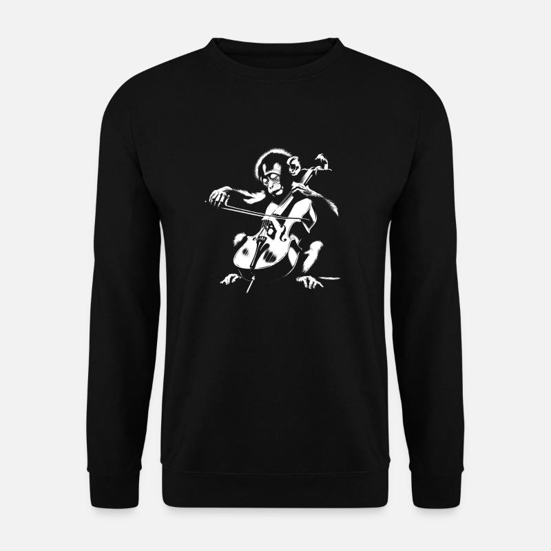 Cello Affen Orchester StreetArt Banksy Style - Unisex Pullover - Schwarz