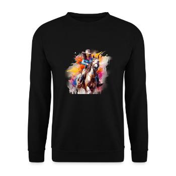 , Western Horse - Unisex Sweatshirt - black - Front - Alina (178cm) & Michal (187cm)