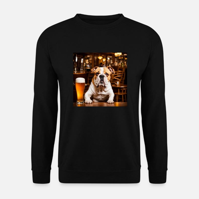 Bulldog with Beer - Unisex Pullover - Schwarz