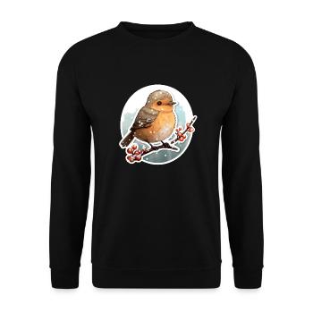 Tarier des prés en hiver - Sweat-shirt Unisexe - noir - Devant - Alina (178cm) & Michal (187cm)