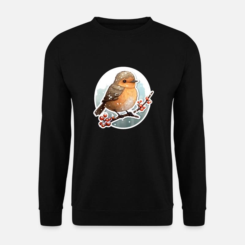 Braunkehlchen im Winter - Unisex Pullover - Schwarz