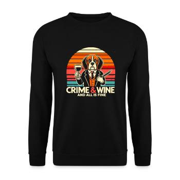 Crime and Wine, Beagle Dogs Wine And True Crime - Unisex Pullover - Schwarz - Vorne - Alina (178cm) & Michal (187cm)