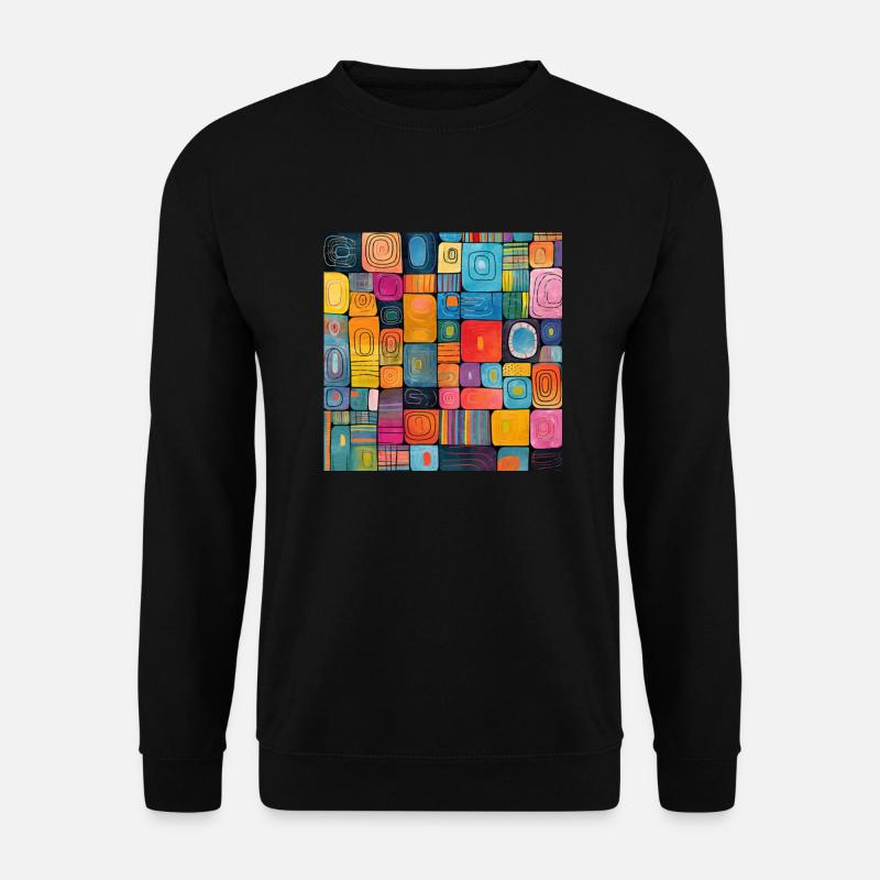 Karos in Bunt - Unisex Pullover - Schwarz
