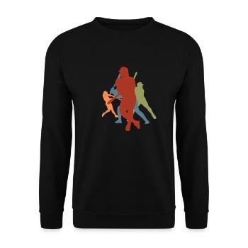 Vintage Retro Baseball Players - Unisex Sweatshirt - black - Front - Alina (178cm) & Michal (187cm)