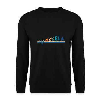 Evolution Fisherman Herzschlag - Unisex Pullover - Schwarz - Vorne - Alina (178cm) & Michal (187cm)