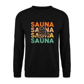 Wellness Saunagänger Saunieren Saunierer Sauna - Unisex Pullover - Schwarz - Vorne - Alina (178cm) & Michal (187cm)