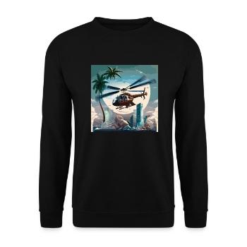 Helicopter operation in Miami (Miami Collection) - Unisex Sweatshirt - black - Front - Alina (178cm) & Michal (187cm)