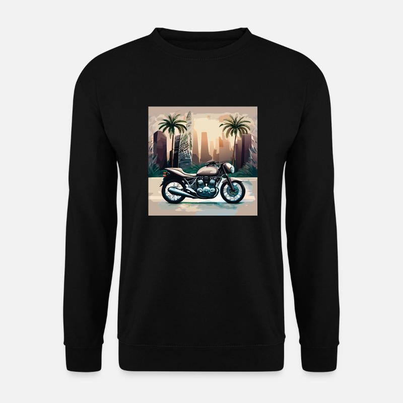 Motocyclette devant une ligne d’horizon - Sweat-shirt Unisexe - noir