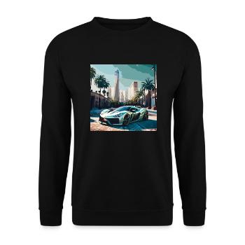 Race car in Miami (Miami Collection) - Unisex Pullover - Schwarz - Vorne - Alina (178cm) & Michal (187cm)