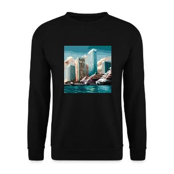 Arrival in Miami over water (Miami Collection) - Unisex Pullover - Schwarz - Vorne - Alina (178cm) & Michal (187cm)