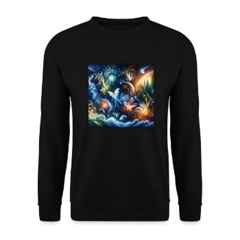 Natur-Inspirationen - Unisex Pullover - Schwarz - Vorne - Alina (178cm) & Michal (187cm)