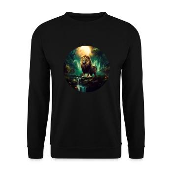 Majestueux Lion Roi des Animaux Cadeau Lion - Sweat-shirt Unisexe - noir - Devant - Alina (178cm) & Michal (187cm)