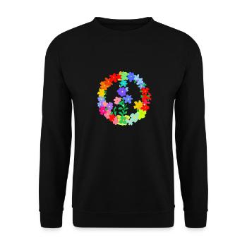 Hippi Blumenkranz Frieden und Liebe - Unisex Pullover - Schwarz - Vorne - Alina (178cm) & Michal (187cm)