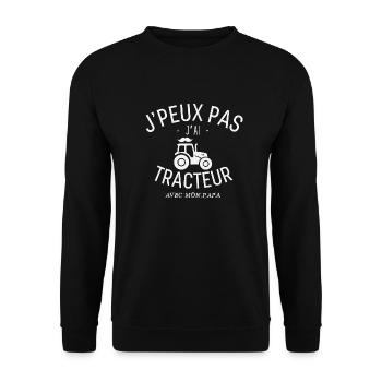J'Peux Pas J'Ai Tracteur Avec mon Papa - Sweat-shirt Unisexe - noir - Devant - Alina (178cm) & Michal (187cm)