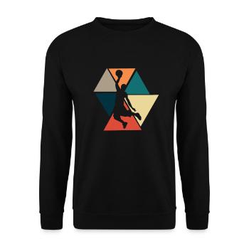 Vintage Retro Basketball- Basketball Gift Idea - Unisex Sweatshirt - black - Front - Alina (178cm) & Michal (187cm)