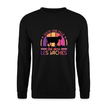 Juste Une Fille Qui Aime Les Vaches - Sweat-shirt Unisexe - noir - Devant - Alina (178cm) & Michal (187cm)