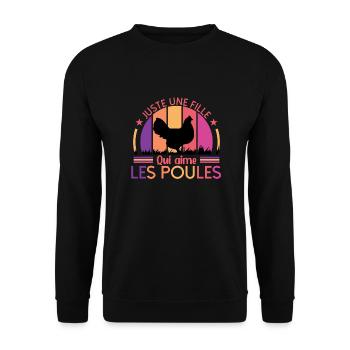 Juste Une Fille Qui Aime Les Poules - Sweat-shirt Unisexe - noir - Devant - Alina (178cm) & Michal (187cm)