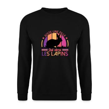 Juste Une Fille Qui Aime Les Lapins - Sweat-shirt Unisexe - noir - Devant - Alina (178cm) & Michal (187cm)