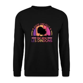 Juste Une Fille Qui Aime Les Dindons - Sweat-shirt Unisexe - noir - Devant - Alina (178cm) & Michal (187cm)